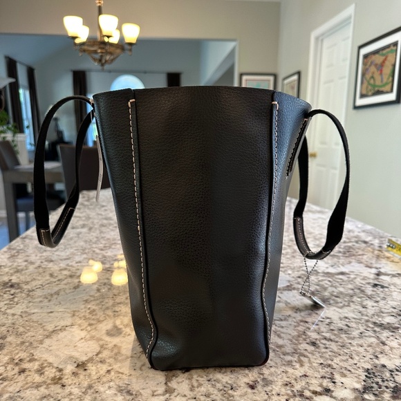 Coach Black Pebble Leather Derby Tote New with Tags Burgundy Red Interior - Picture 9 of 16